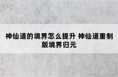 神仙道的境界怎么提升 神仙道重制版境界归元